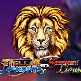 Stellar Jackpots with Serengeti Lions slot logo by Lightning Box Game at Ginja Casino